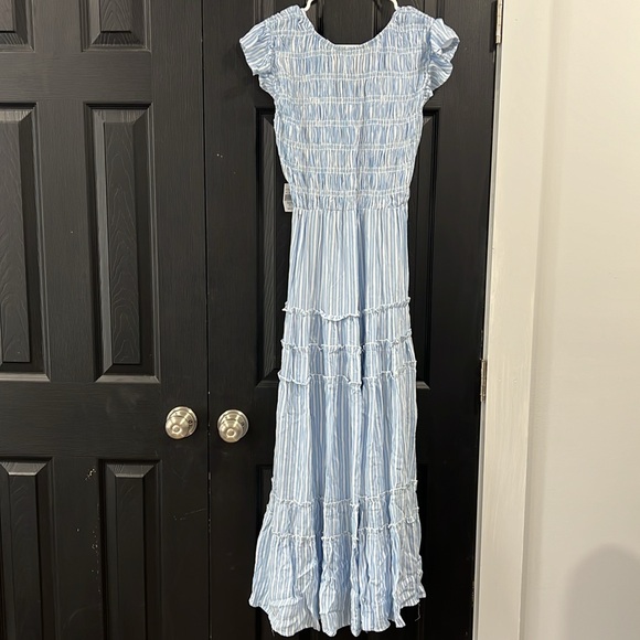 Blue and White striped maxi dress size small - Picture 2 of 7